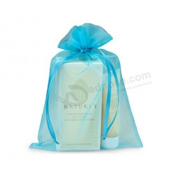 Custom high quality Turquoise Customized Organza Cosmetic Bags