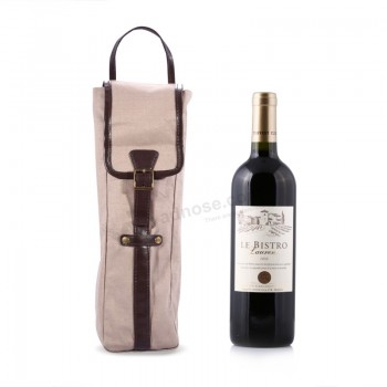 Commercio all'ingrosso di alta Personalizzato-Sacchetti di cotone regalo con bottiglia di vino fine con manico (CWB-2032)