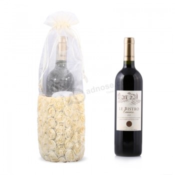 批发定制高-最终便宜的礼品包装欧根纱袋用于葡萄酒 (中央气象局-2031)