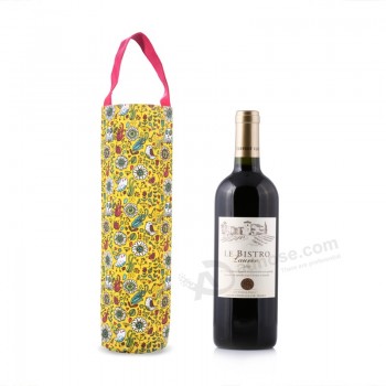 개인화 된 라운드 병 와인 선물 코 튼 가방 (Cwb-2012)