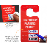 Permiso de estacionamiento colgante escribible para el espejo retrovisor del automóvil