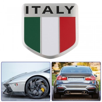 3D aluminium Italie carte draPeau national voiture autocollant style de voiture
