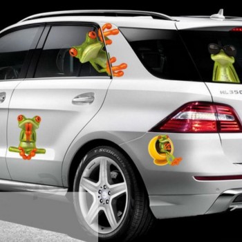 пользовательские милые наклейки лягушки мультфильма, подглядывающие личности, забавные стикеры автомобиля, 3d 3-трехмерная отделка, окклюзия, царапины, водонепроницаемые наклейки