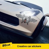 Bgcar恐怖车载车贴3D立体个性改装车头套改装防水划痕挡花