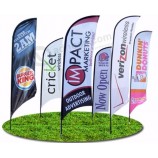 Wholesale Knitted polyester Customized flag printing banner feather beach flag with high quality and any size