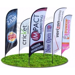 Wholesale Knitted polyester Customized flag printing banner feather beach flag