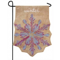 Most popular customized logo winter theme snow shape reusable portable decoration garden flag
