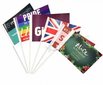 Custom Cheap Promotion Country Paper Polyester PE PVC Hand Flag with your logo