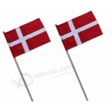 Bandeira da mão da tela de algodão, bandeira da mão de Dinamarca por atacado