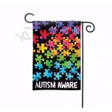 Punto poliester personalizado impresión de la bandera decorativa del jardín de la conciencia del autismo