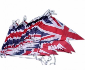 三角形ブンティングフラッグ、ユニオンジャックストリングフラグ、英国旗ブンティングカスタム