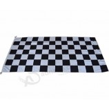 Custom Silk Printing Black White 160GSM Spun Polyester Chequered Flags with your logo