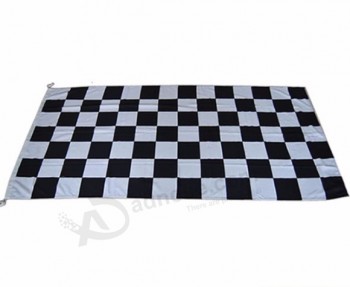 Custom Silk Printing Black White 160GSM Spun Polyester Chequered Flags with your logo