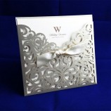 Wholesale custom high quality Ivory laser cut wedding invitation cards