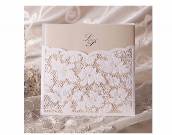 Wholesale high quality Luxury Handmade Decoration laser Greeting Wedding Invitation Card