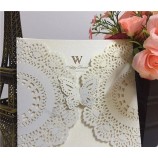 Wholesale custom high quality Butterfly pearl white wedding invitation card