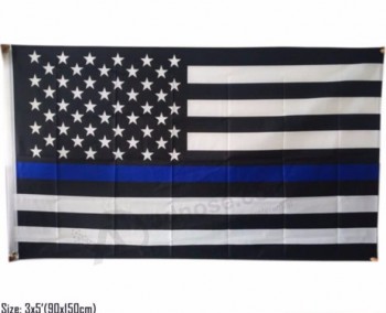 美国聚酯薄蓝/红线标志警察旗帜批发