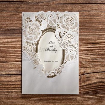 새로운 디자인 백서 중국 레이저 잘라 결혼식 초대 카드