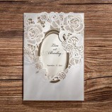 Wholesale cusotmn high quality New design white paper Chinese laser cut wedding invitation card