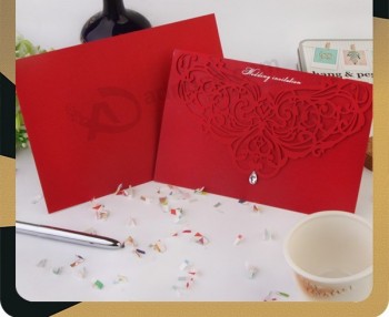 Wholesale high quality luxury handmade romantic customized laser cut wedding invitation card
