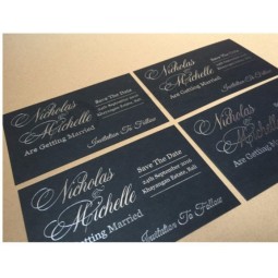 Wholesale custom A6 size black matte card stock silver foil hot stamping wedding invitation cards with your logo