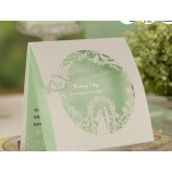 Wholesale custom Popular 2 layers paper wedding card, screen printing laser cut weddng invitation card