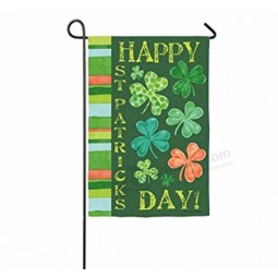 Outdoor decoration Happy St. Patrick′s Day Shamrock Garden Flag Wholesale