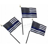 人気のあるアメリカの薄い青線警察の手旗卸売を振って