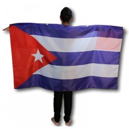 篮球比赛球迷白星蓝条纹印刷古巴国旗海角批发 