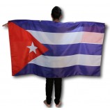 Basketball game fan white star blue stripe printing Cuba national flag cape wholesale 