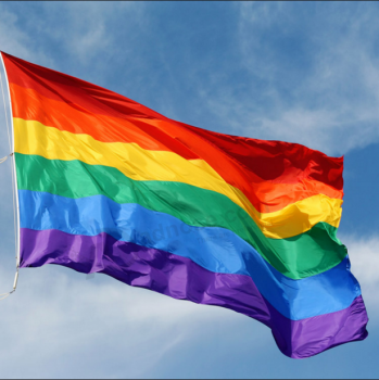 새로운 무지개 깃발 3x5 ft 90x150센티미터 폴리 에스테 레즈비언 게이 프라이드 엘gbt 도매