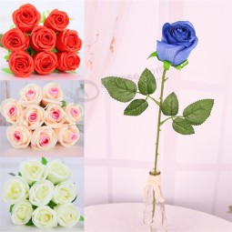 (10PC/ロット) ベージュ新鮮なバラの人工シルクの花本当のタッチバラ花、wの家の装飾