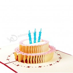 3D Pop Up Greeting Card Handmade Happy Birthday Cake Valentines Day Thank You