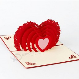 3D Greeting Cards Thank You Card Handmade Pop Up Heart Shape Paper Cut Valentines Mother's Day