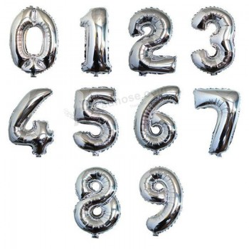 1p 32inch Large Silver Number Balloon Aluminum Foil Helium Balloons Birthday Wedding Party Decoratio