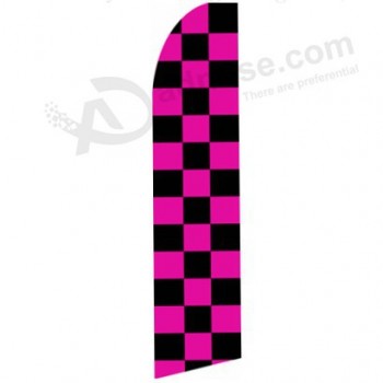 Professional custom 322x75 checkered bigger black rhodamine red swooper flag with your logo
