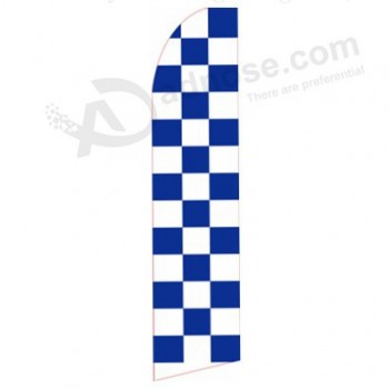 Professional custom print 322x75 checkered blue bigger check swooper flag with your logo