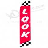 Wholesale customized Professional custom 322x75 look red swooper flag with high quality and any size