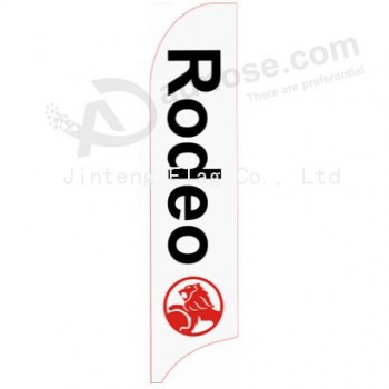 Outdoor custom printing wholesale 322X75 rodeo white Holden swooper flags with your logo