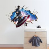 Avengers 3D Through Wall Stickers Decals Art for kids room living room Nursery Captain America WallP