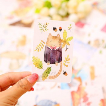 54 PC/설정 미니 통통한 고양이 카드 인사말 카드 토끼 로모 메모 카드 아이 선물 엽서 귀여워 문구 용품