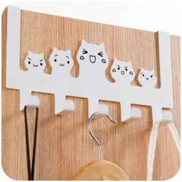 милый крюк для ворот кошки из нержавеющей стали, окрашенный в вешалку для двери 5 крючков для кухонной ванной одежды