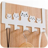 Cute Cat Door Hook Stainless Metal Painted Over Door Hanger 5 Hooks For Kitchen Bathroom Clothes Tow