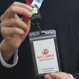 оптовый ясный держатель значка карточки удостоверения личности pvc имени с персонализированными отрывными шнурками