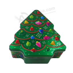 Caja de lata personalizada de caraMetroelos de forMetroa de árbol de Navidad