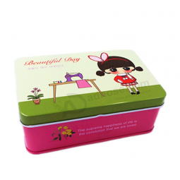 Beautiful design makeup tin box with hinged lid  for  sale