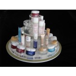 Countertop Round Clear Mirror White Acrylic Cosmetic Display Stand