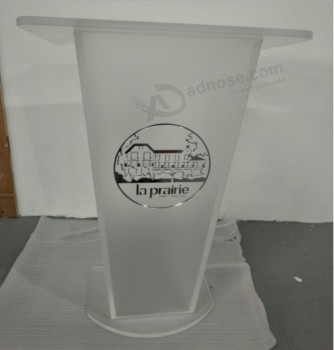 Acrylic Podium for Floor, Rubber Feet -Frosted Clear
