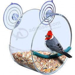 Round Clear Acrylic Window Bird Feeder for Watching Wild Birds up Close