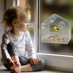 Wholesale Crystal Clear Weatherproof Design Squirrel Resistant Acrylic Window Bird Feeder